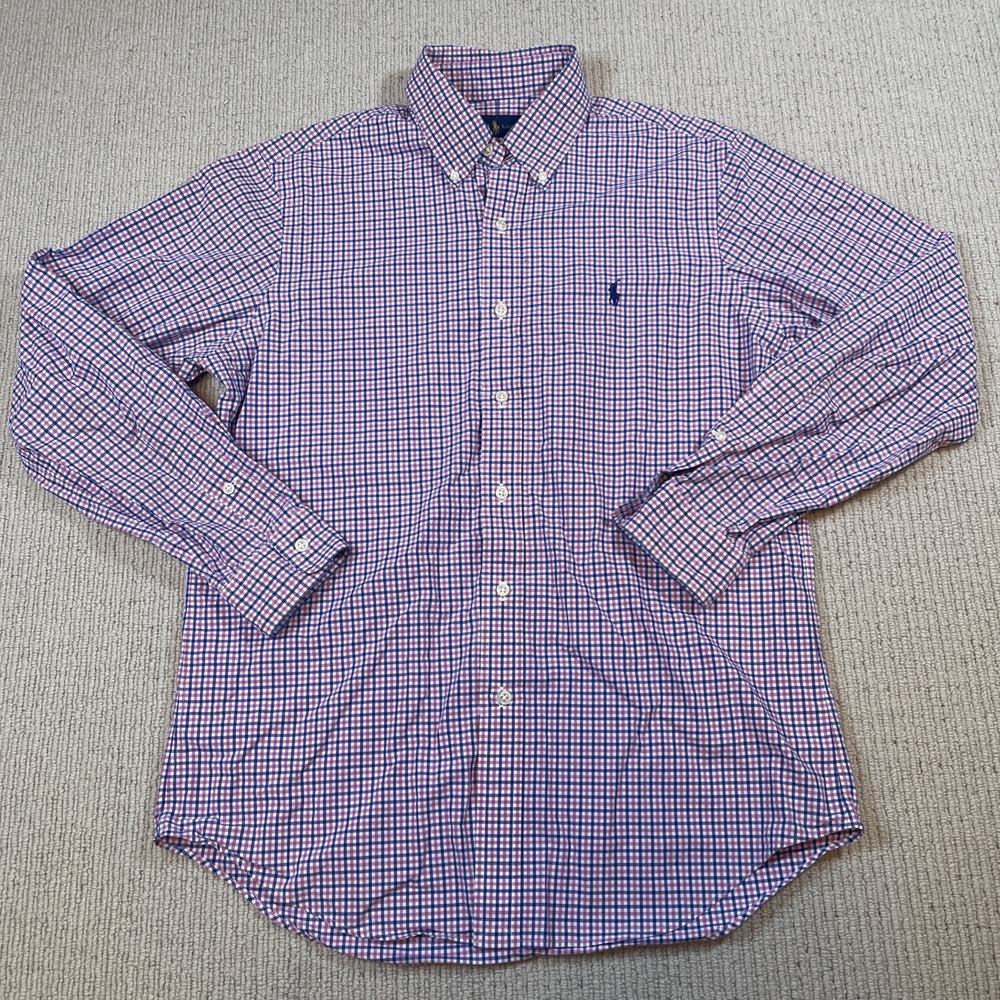 Ralph Lauren Men's Medium Button Down Shirt Blue Pink Plaid